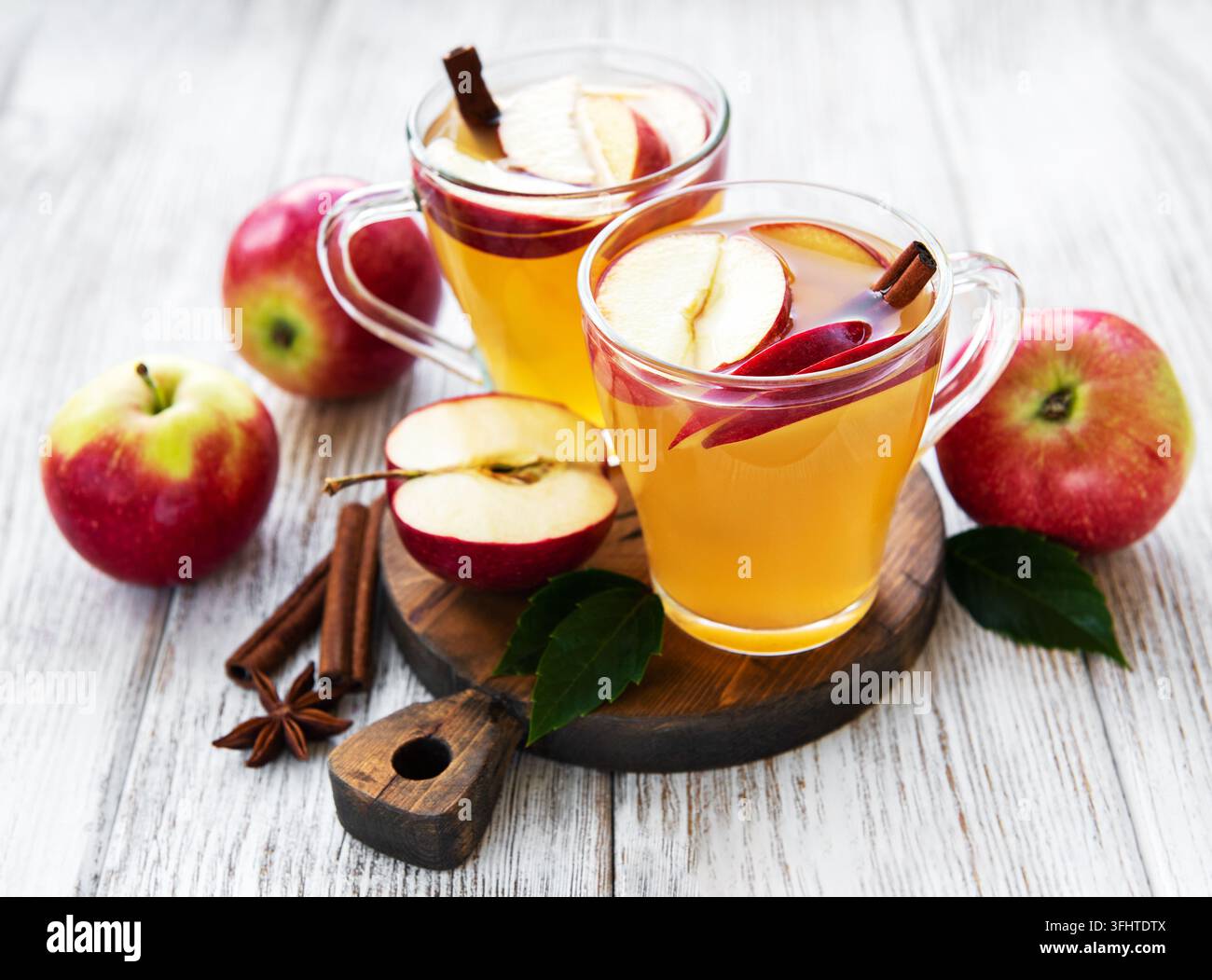 Apple cider  with cinnamon sticks Stock Photo