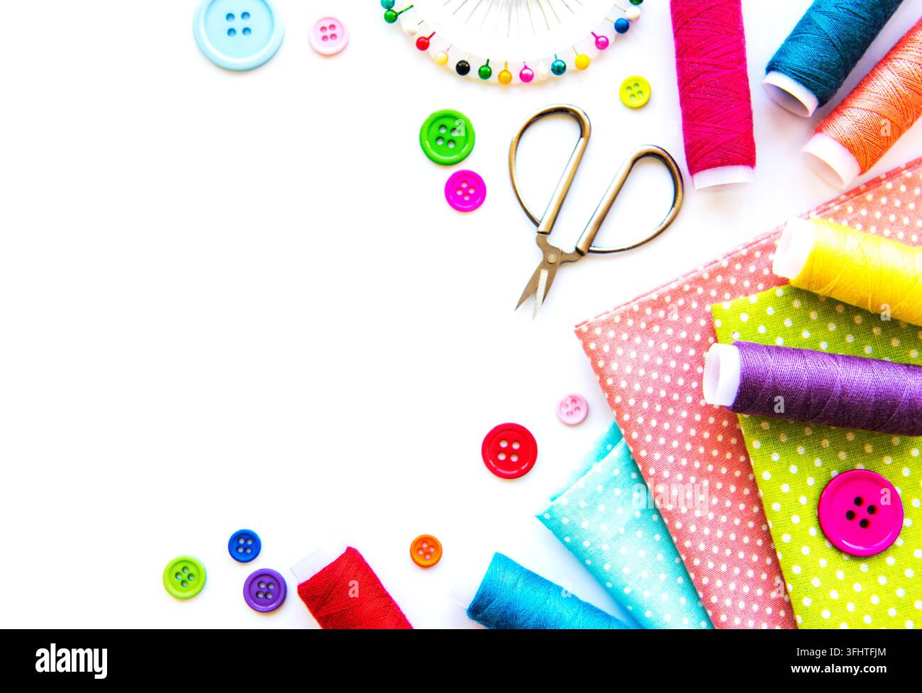Sewing accessories on a white background Stock Photo