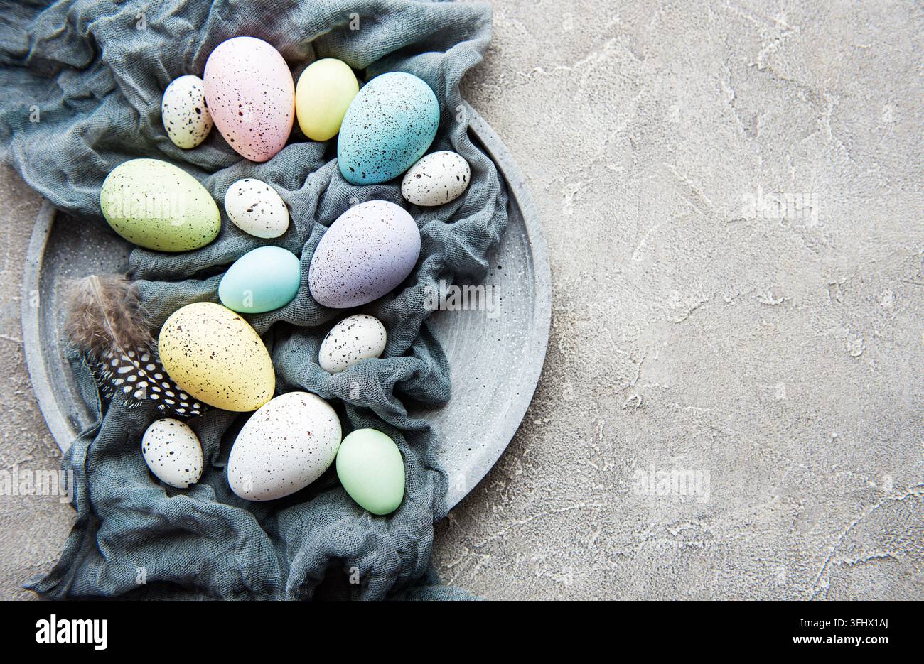 Easter eggs on plate Stock Photo