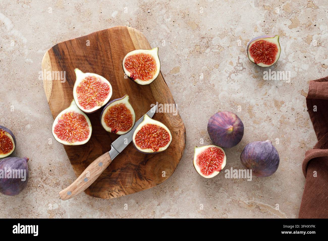 Figs fresh, sliced and whole ripe fruit Stock Photo