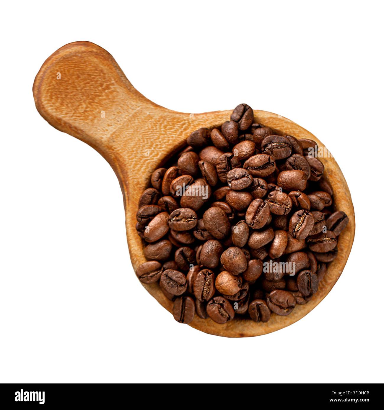 Coffee beans in wooden scoop Stock Photo