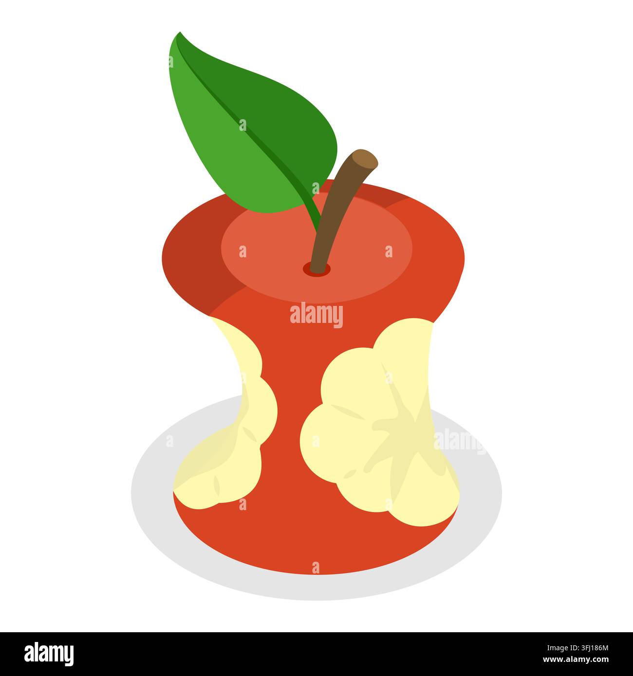 3D Isometric Flat Set of Bitten Apple, Bite Progression. Item 1 Stock Photo
