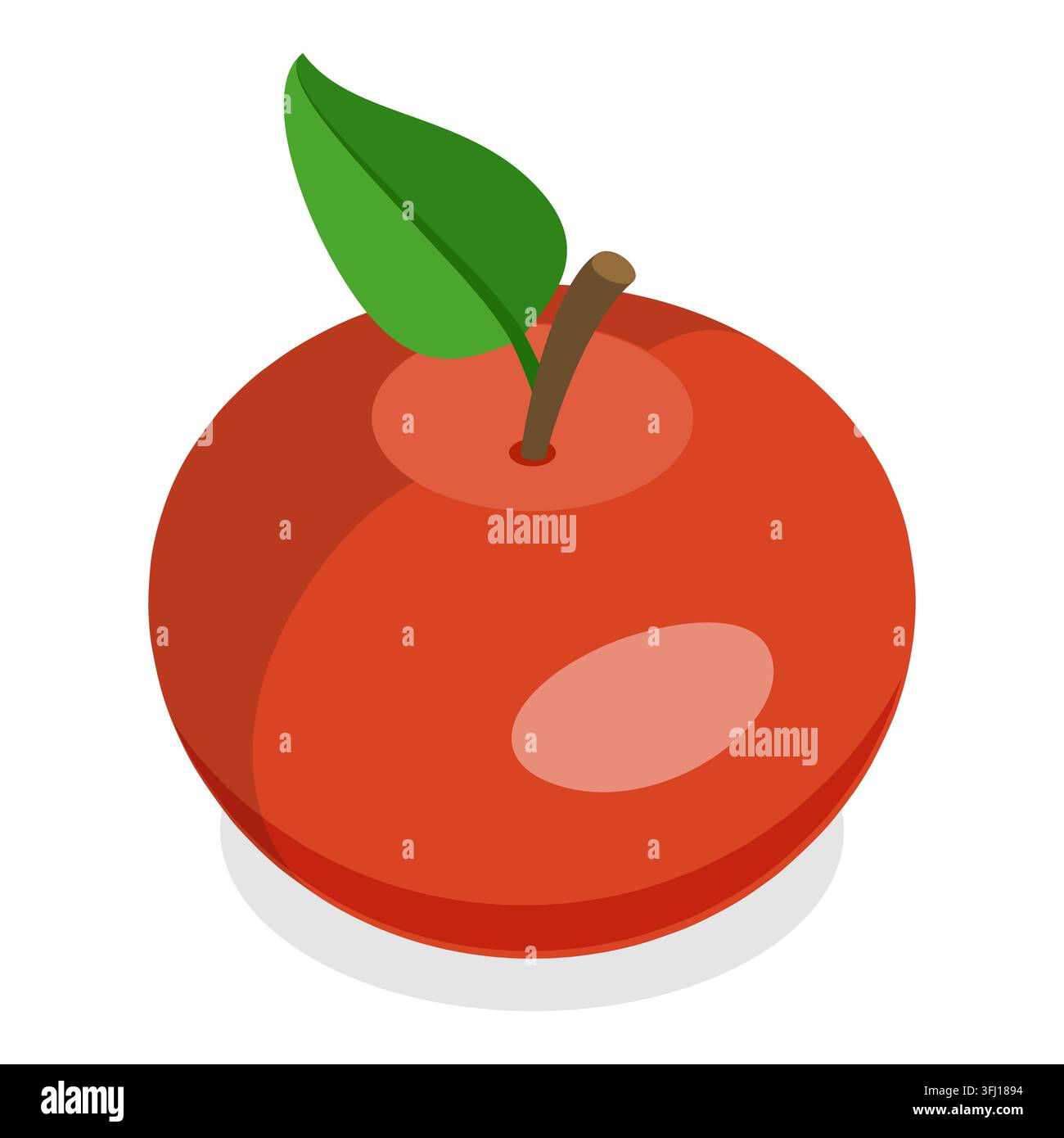 3D Isometric Flat  Set of Bitten Apple, Bite Progression. Item 5 Stock Photo