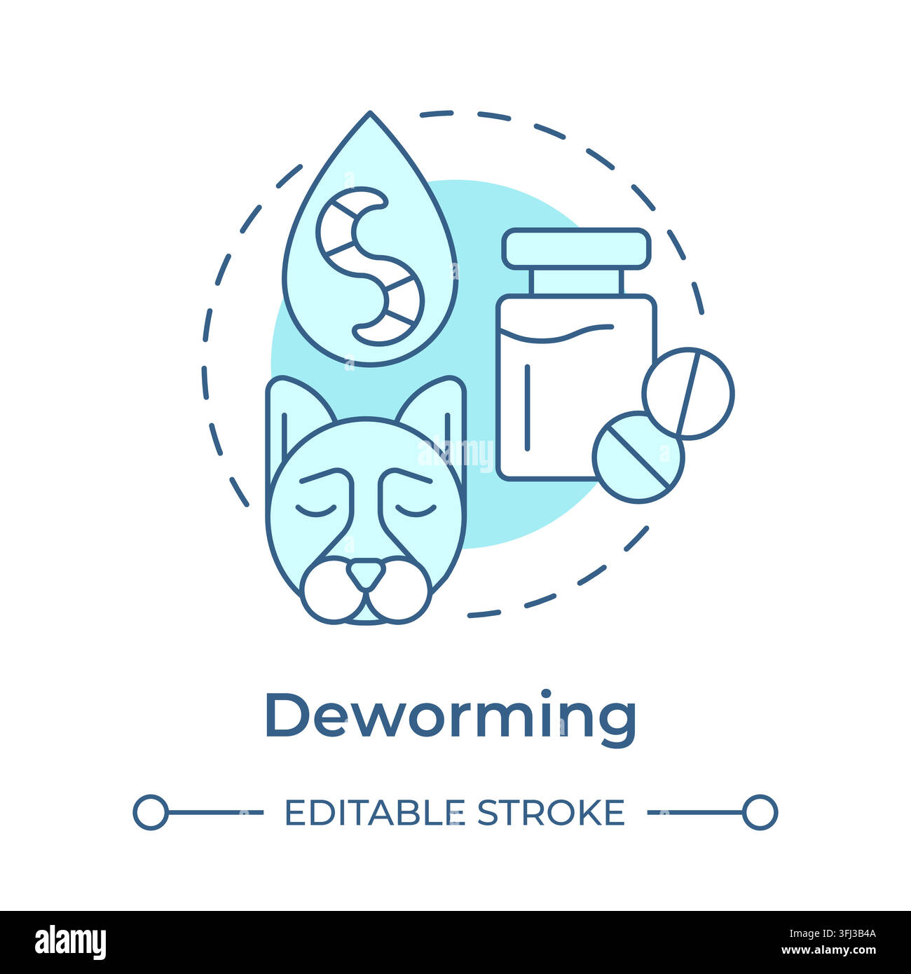 Deworming monochrome blue concept icon Stock Vector