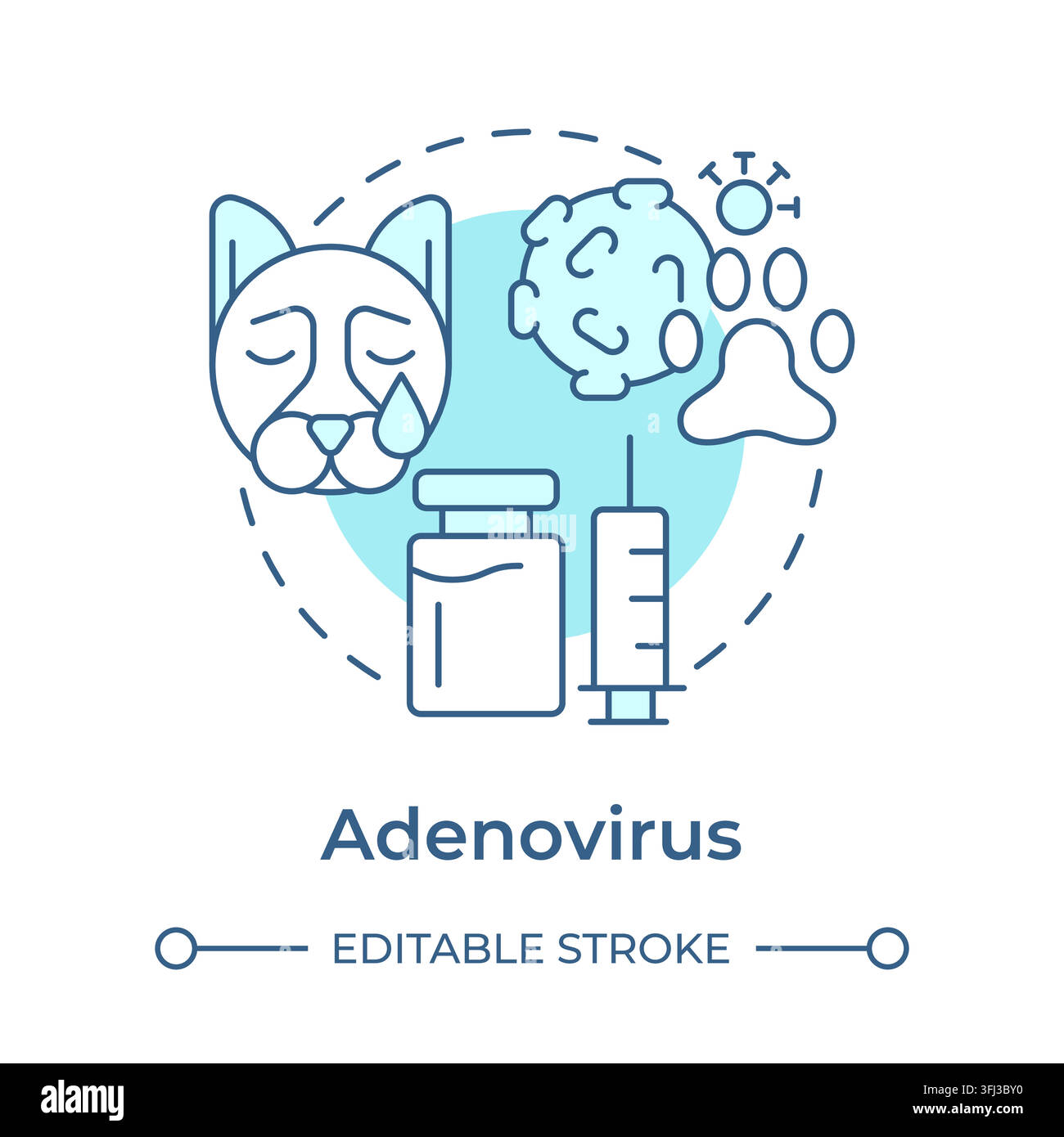 Adenovirus monochrome blue concept icon Stock Vector