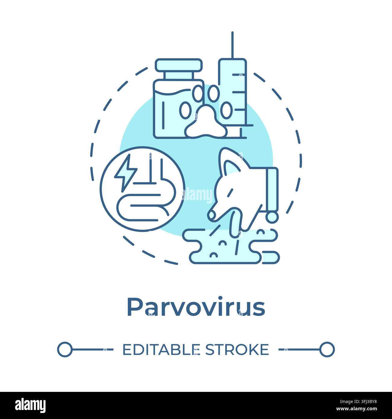 Parvovirus monochrome blue concept icon Stock Vector