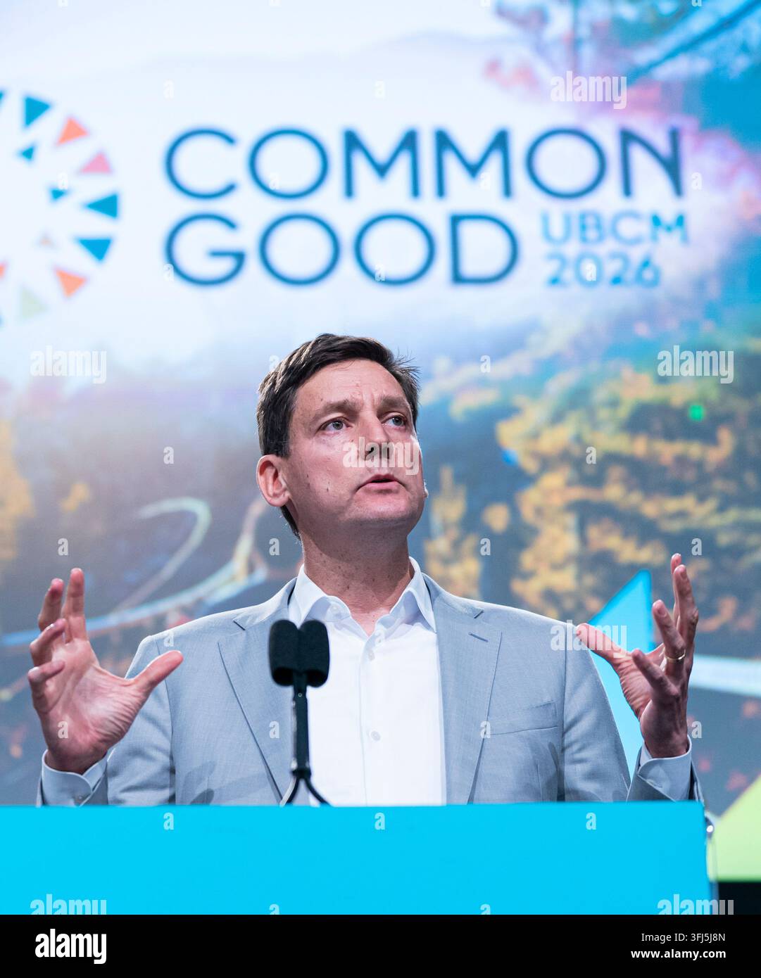 B C Premier David Eby Gestures While Speaking At The Union Of B C 
