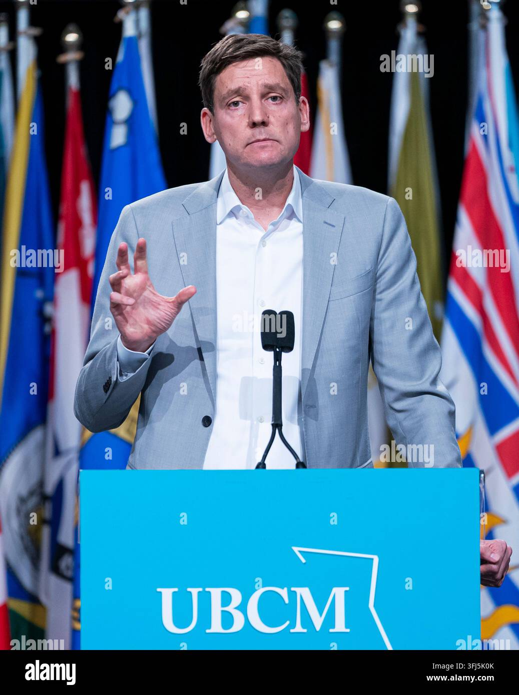 B C Premier David Eby Gestures While Speaking At The Union Of B C 