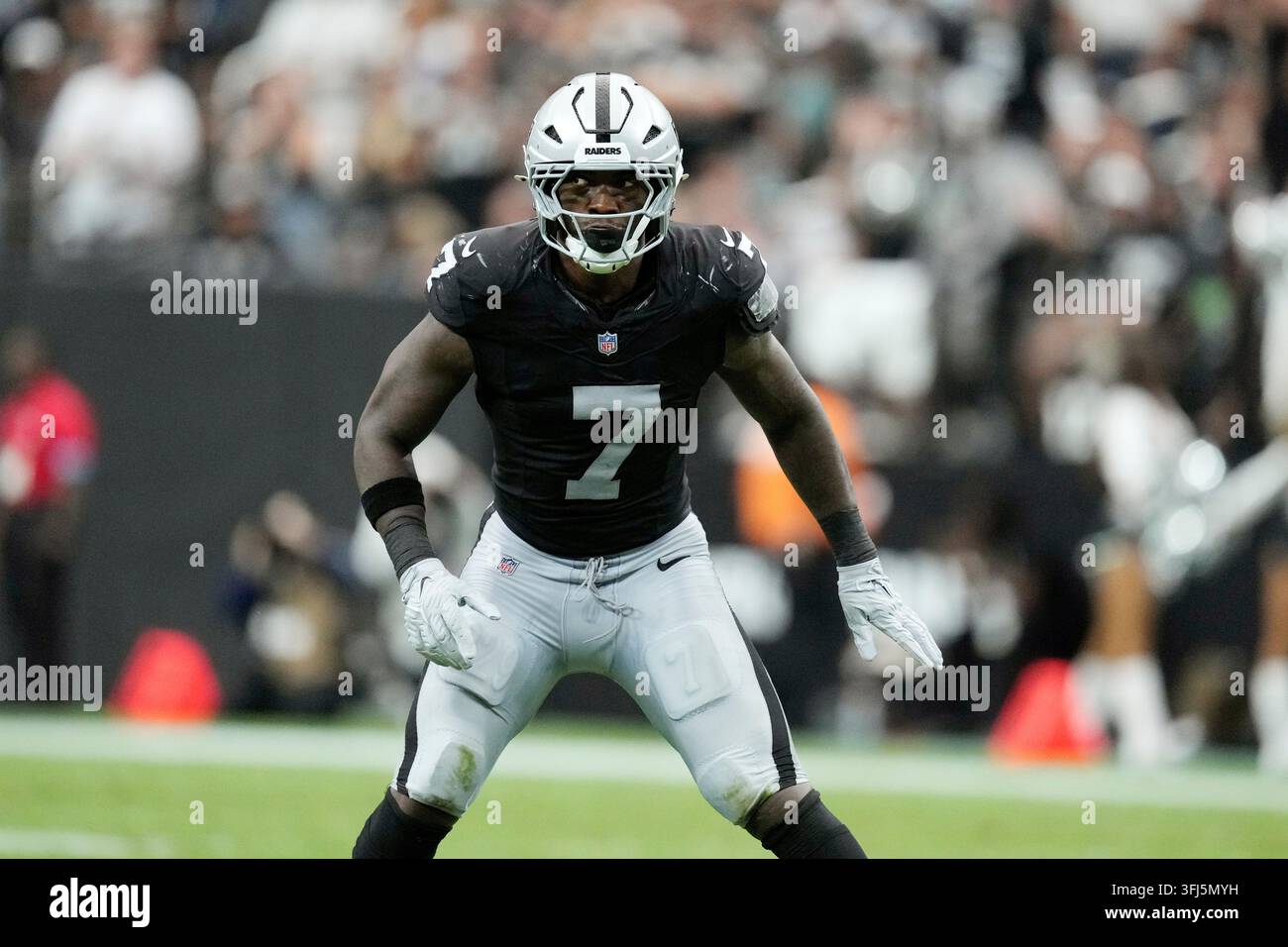 Quay Vector Las Vegas Raiders linebacker Quay Walker watches for the ball during ...