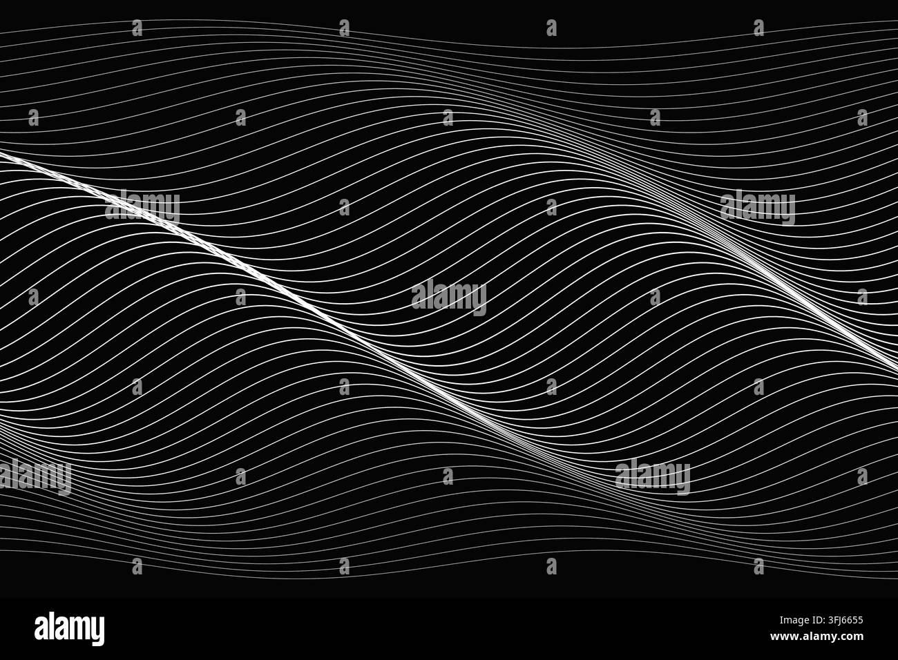 Monochrome optical illusion with undulating parametric lines creating depth and movement Stock Photo