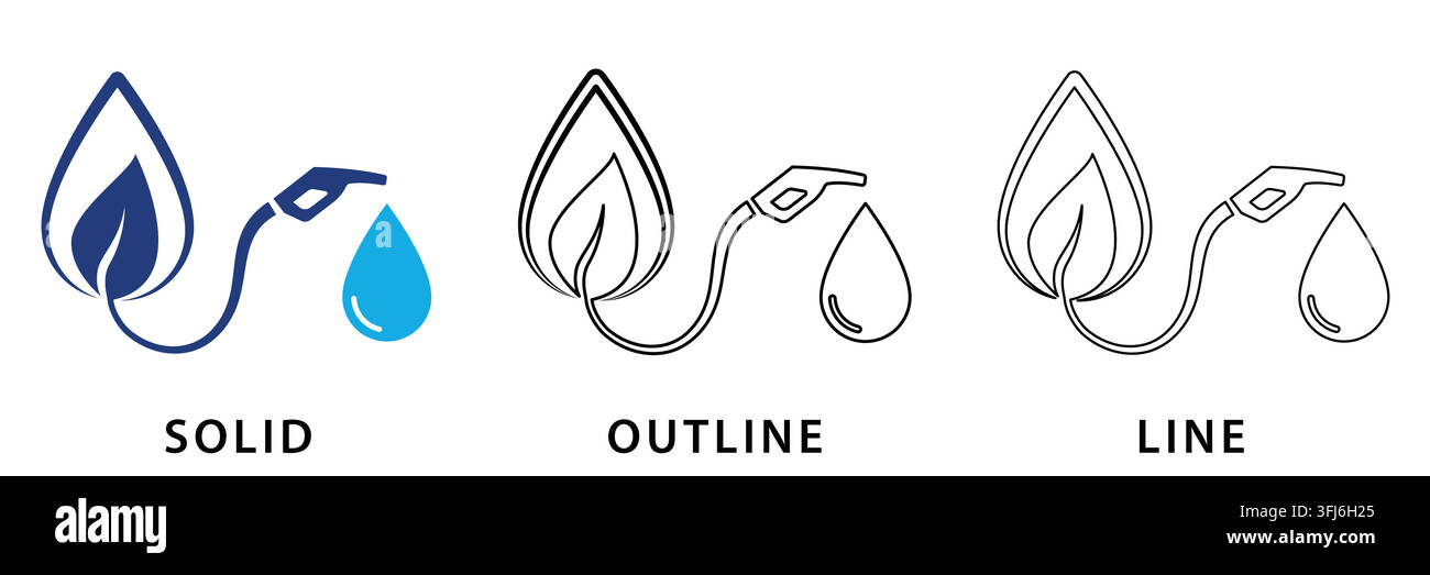 Biofuel icon in solid, outline, and line style Stock Vector