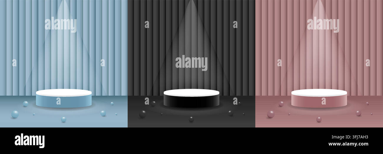 Realistic 3D Podium Set Stock Vector