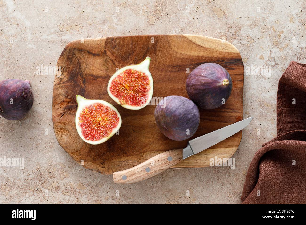 Figs fresh, sliced and whole ripe fruit Stock Photo