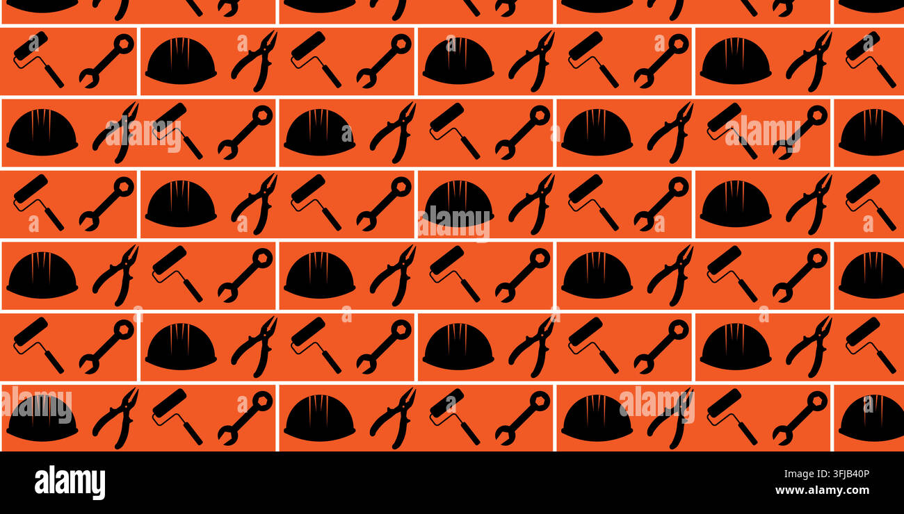 Handyman and construction tools pattern background in solid Stock Vector