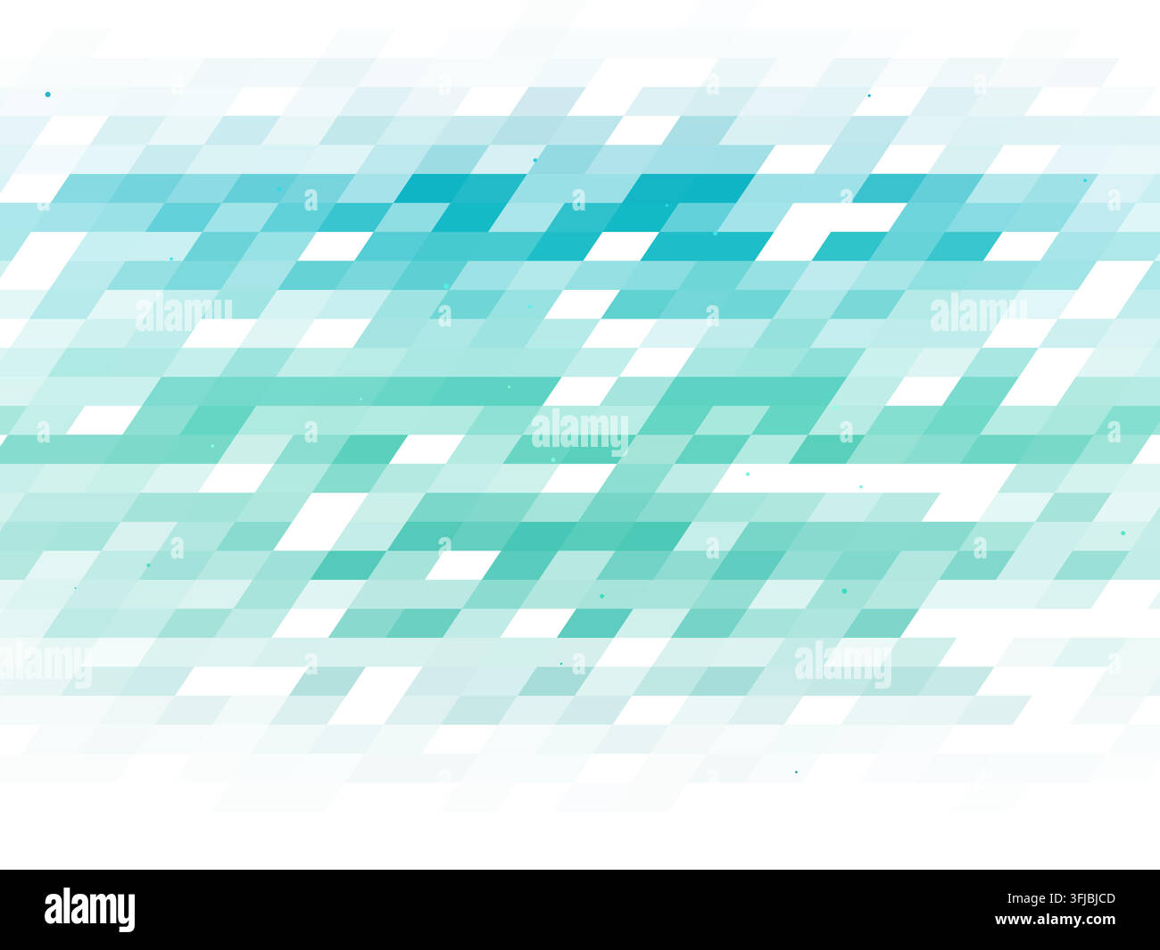 Layered parallelogram tiles form luminous horizontal bands on a white background. Scattered luminous points accent the geometric surface. Stock Vector