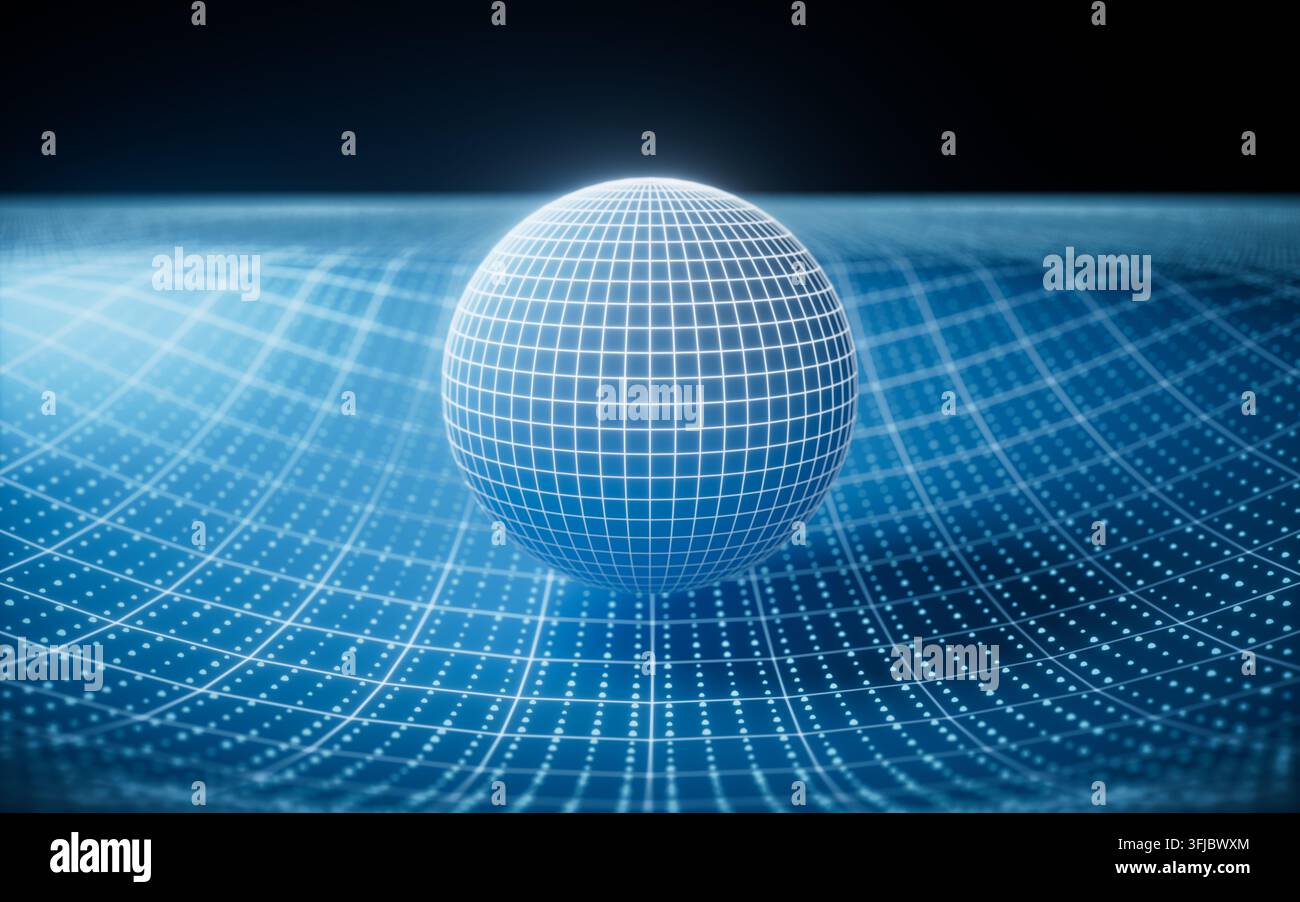 Blue technology grid and digital sphere background, 3d rendering. 3D illustration. Stock Photo
