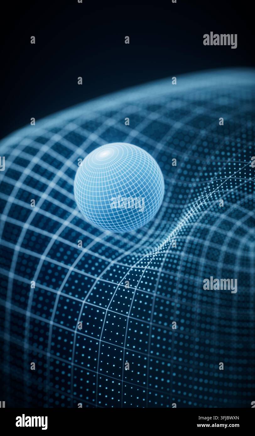 Blue technology grid and digital sphere background, 3d rendering. 3D illustration. Stock Photo
