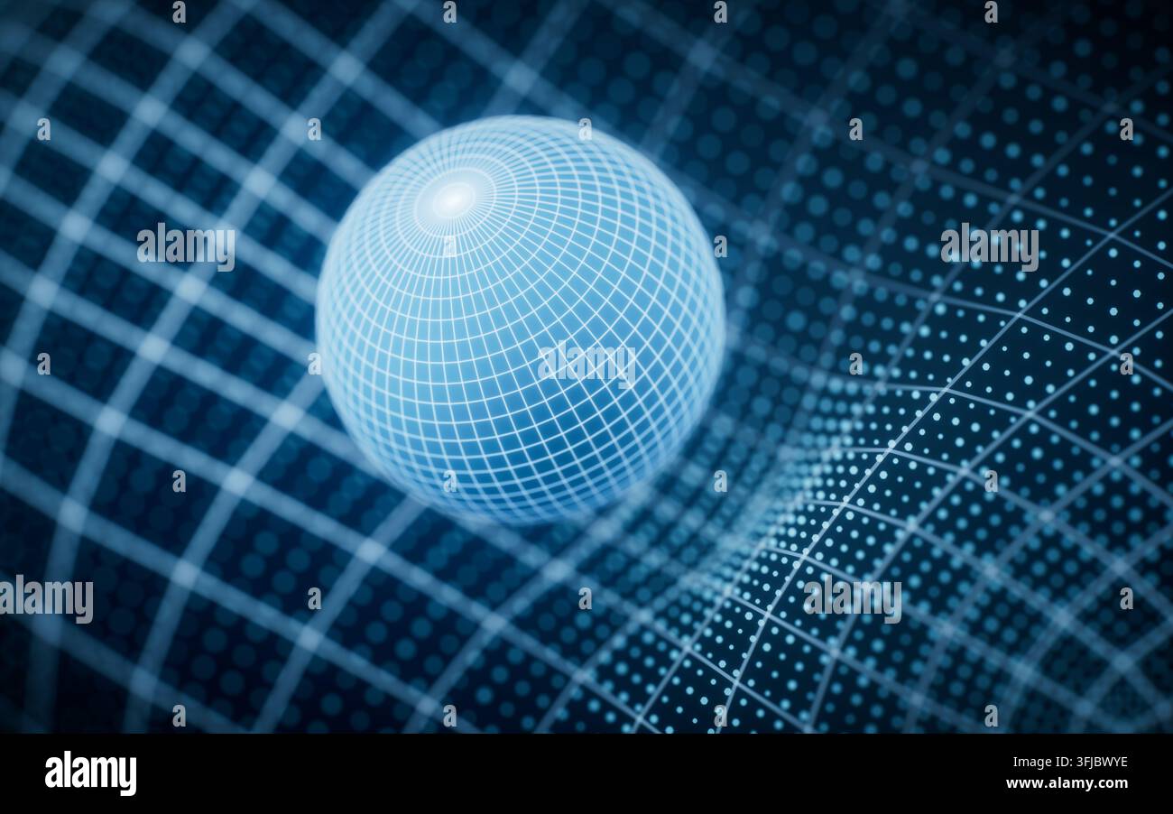 Blue technology grid and digital sphere background, 3d rendering. 3D illustration. Stock Photo