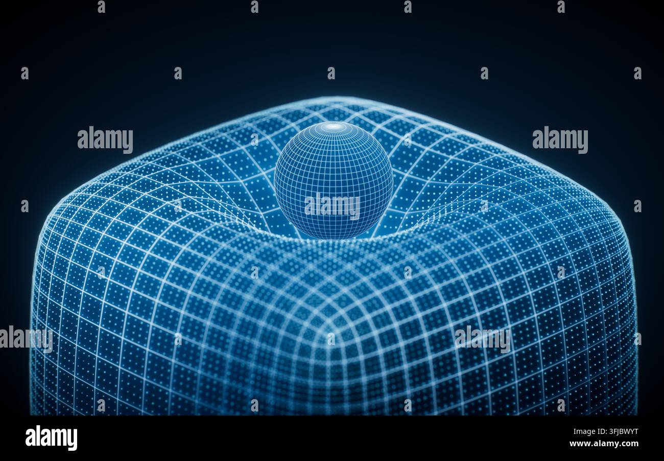 Blue technology grid and digital sphere background, 3d rendering. 3D illustration. Stock Photo