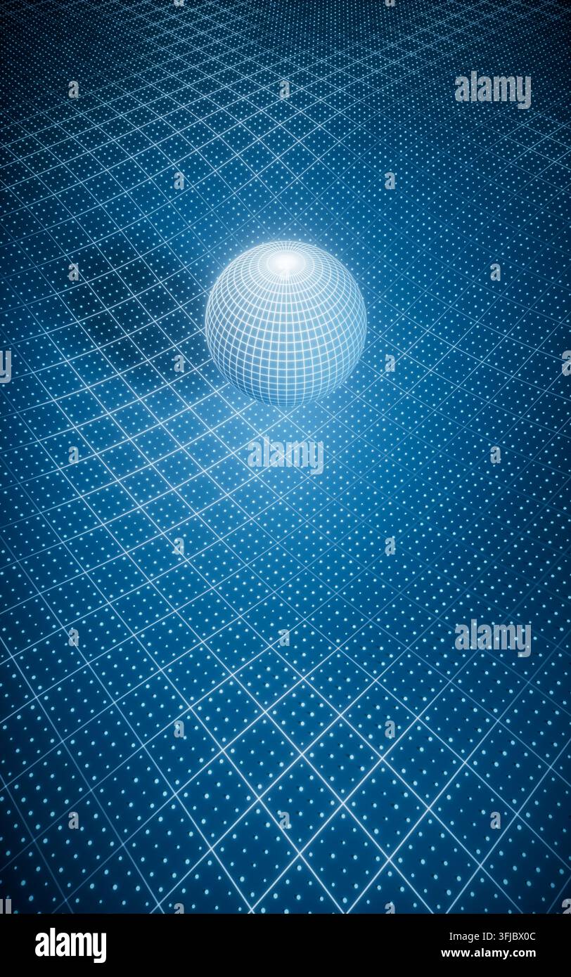 Blue technology grid and digital sphere background, 3d rendering. 3D illustration. Stock Photo