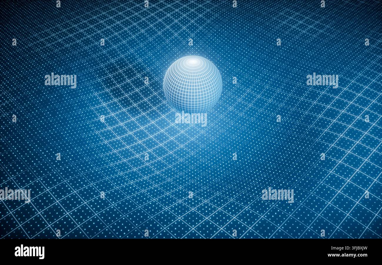 Blue technology grid and digital sphere background, 3d rendering. 3D illustration. Stock Photo