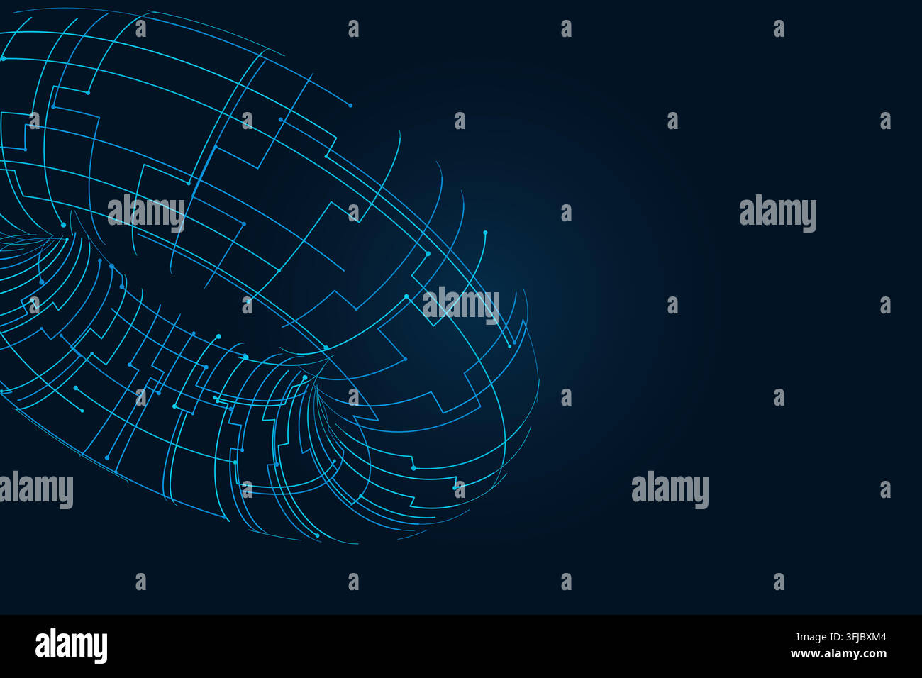 Abstract futuristic torus structure rendered as a clean geometric network background Stock Vector