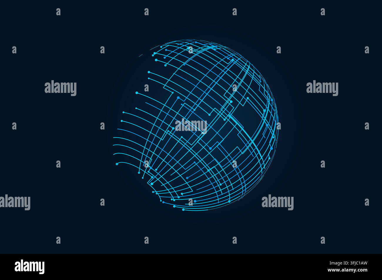 Decorative tech globe illustration for branding projects, creative layouts, and modern visual branding. Stock Vector