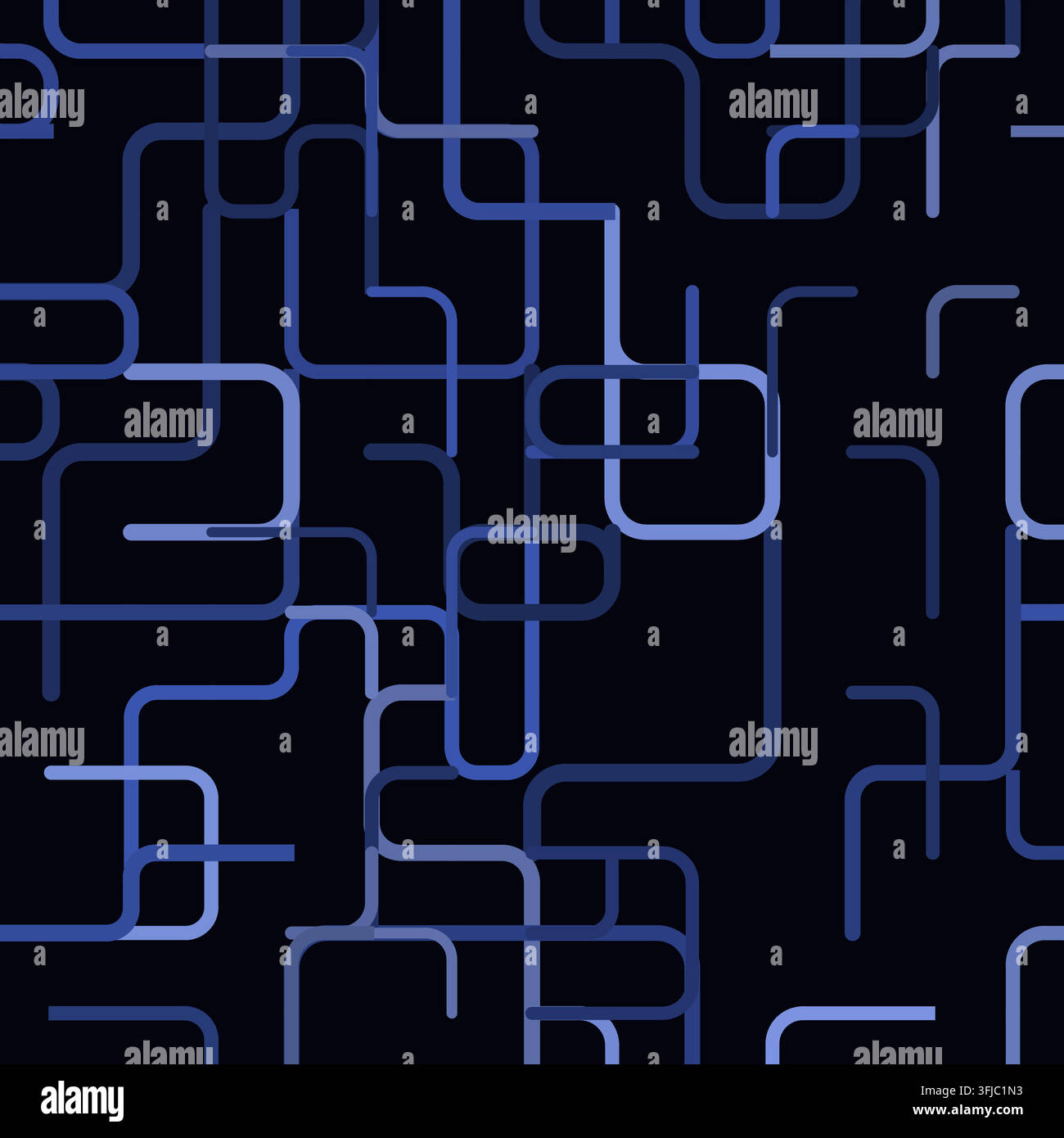Abstract rounded labyrinth pattern with maze-like vector lines and clean geometric rhythm Stock Vector