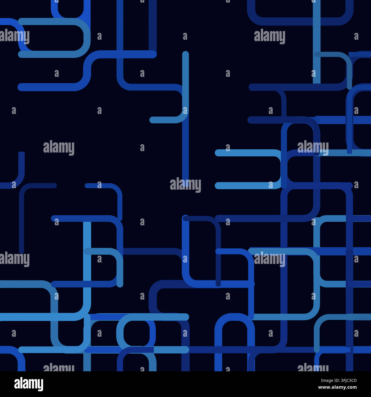 Abstract rounded labyrinth pattern with maze-like vector lines and clean geometric rhythm Stock Vector
