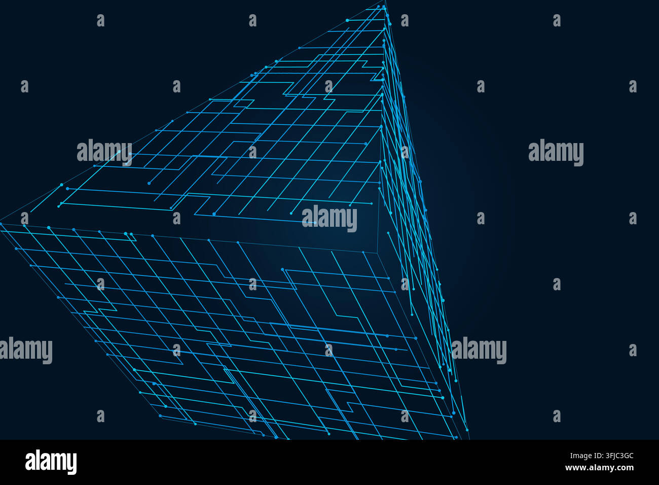Abstract futuristic pyramid structure rendered as a clean geometric network background Stock Vector