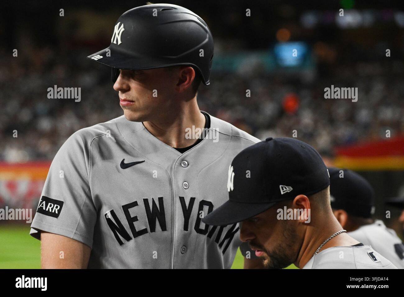 Rice Vector File New York Yankees Ben Rice looks towards the plate before hitting during ...