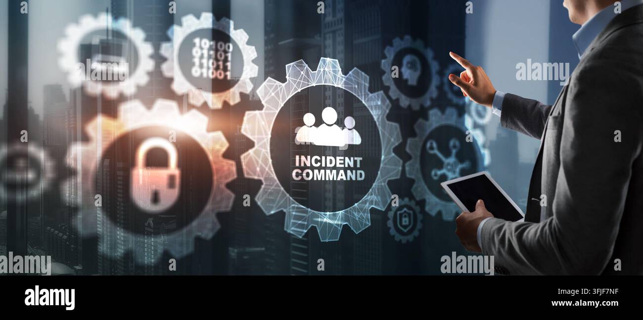 Incident Command Center Concept for Network Security and Cyber Defense. Stock Photo