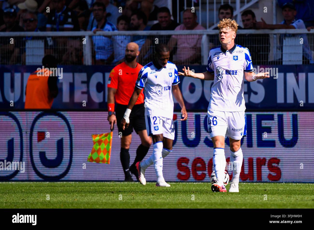 Arthur PIEDFORT of AJ Auxerre looks dejected during Ligue 1 McDonald's ...