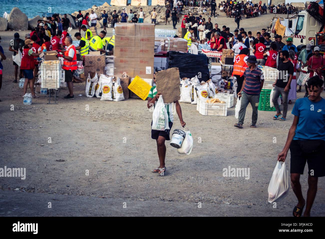 Distributex Ceuta, Spanish enclave, North Africa, September 20, 2026 Migrants ...
