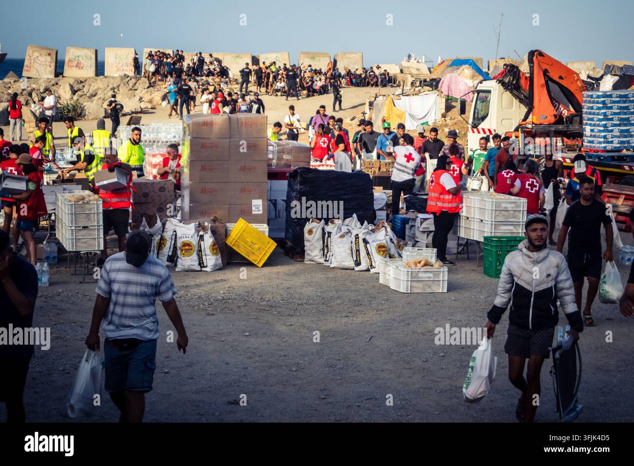 Distributex Ceuta, Spanish enclave, North Africa, September 20, 2026 Migrants ...