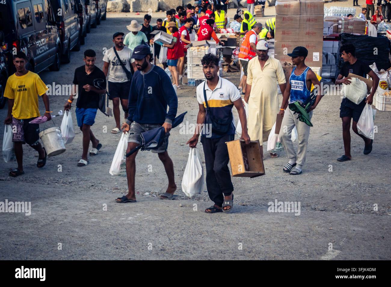 Distributex Ceuta, Spanish enclave, North Africa, September 20, 2026 Migrants ...