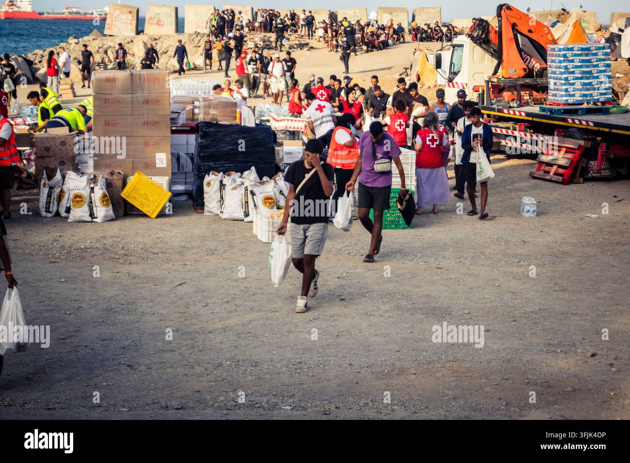 Distributex Ceuta, Spanish enclave, North Africa, September 20, 2026 Migrants ...