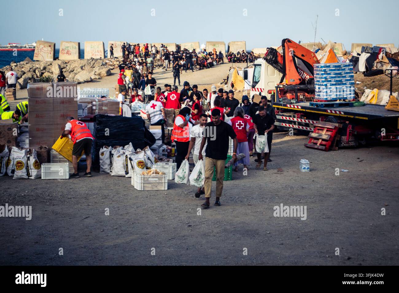 Distributex Ceuta, Spanish enclave, North Africa, September 20, 2026 Migrants ...