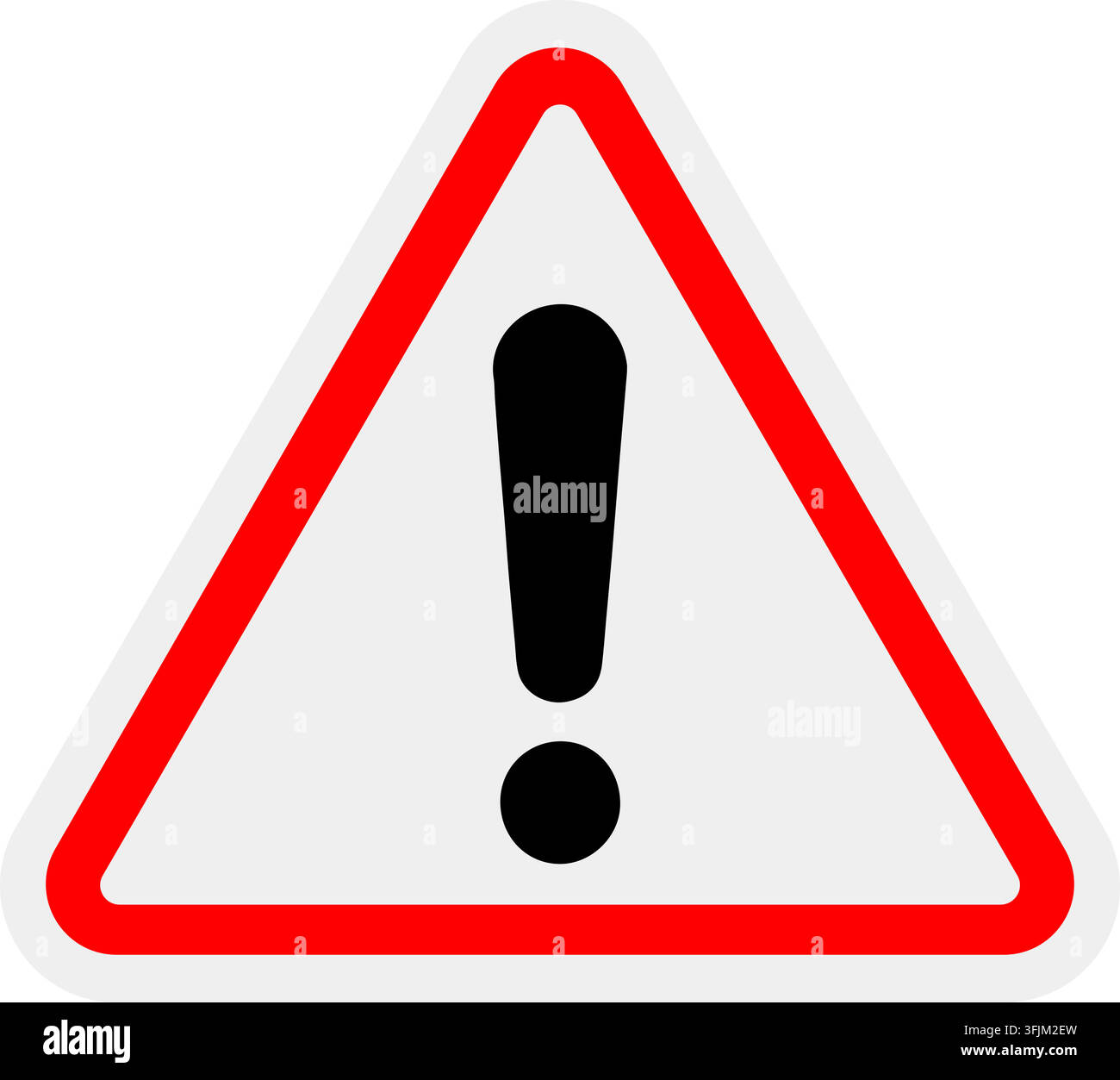 A triangular warning sign with a black exclamation mark inside a red border on a white background. Stock Vector