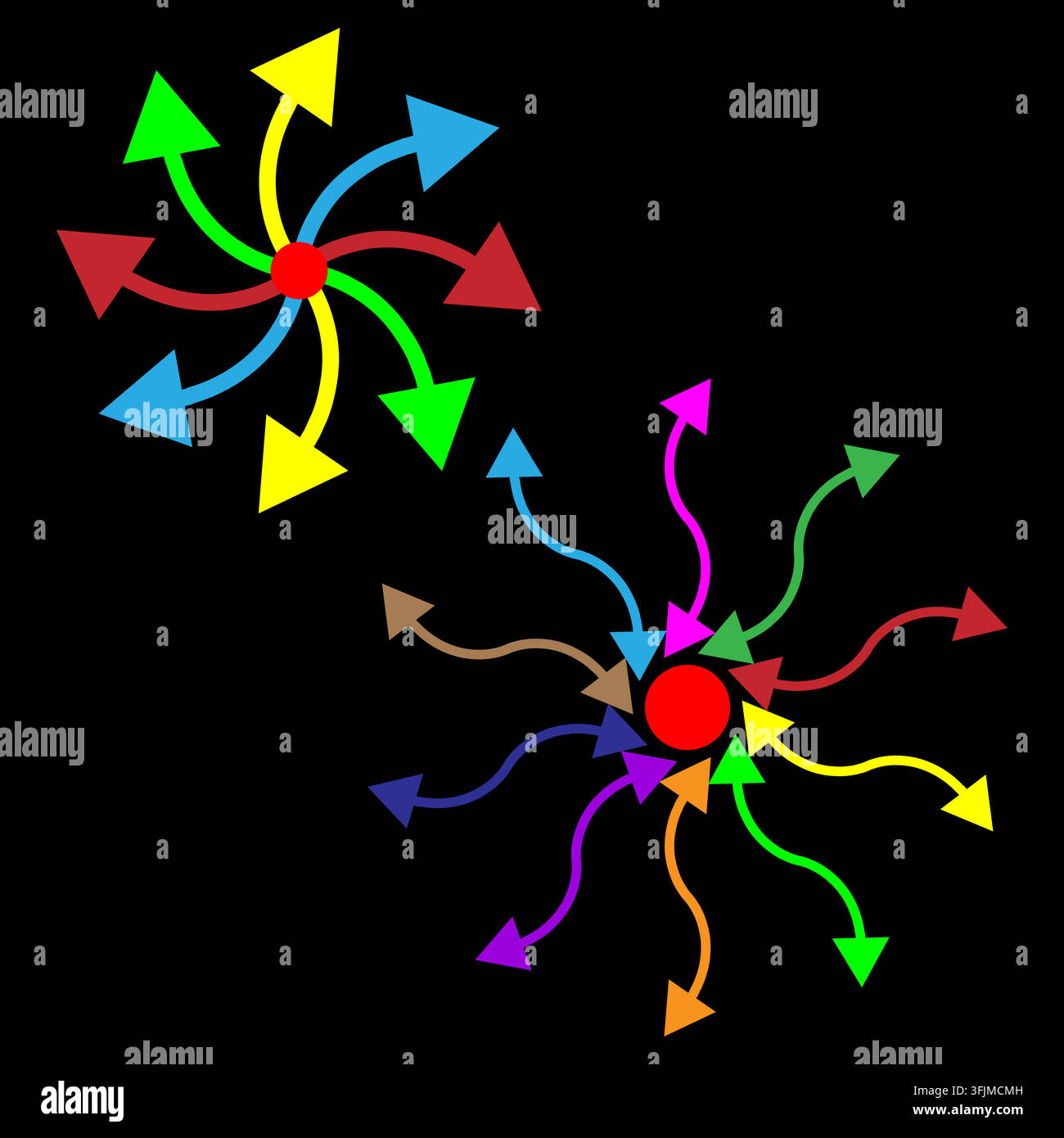 Exploding arrow radial burst collection with colorful vector shape. eps 10. Stock Vector