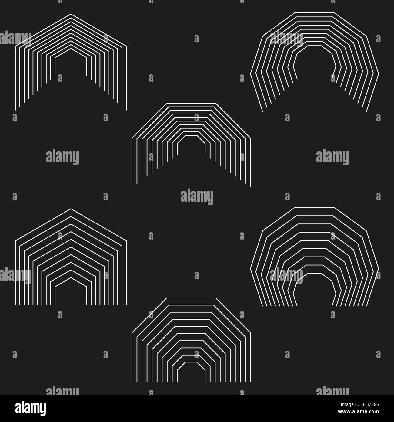 Hexagonal wireframe chevron pattern features greyscale abstract geometry. Enhances modern tech background. eps 10 Stock Vector