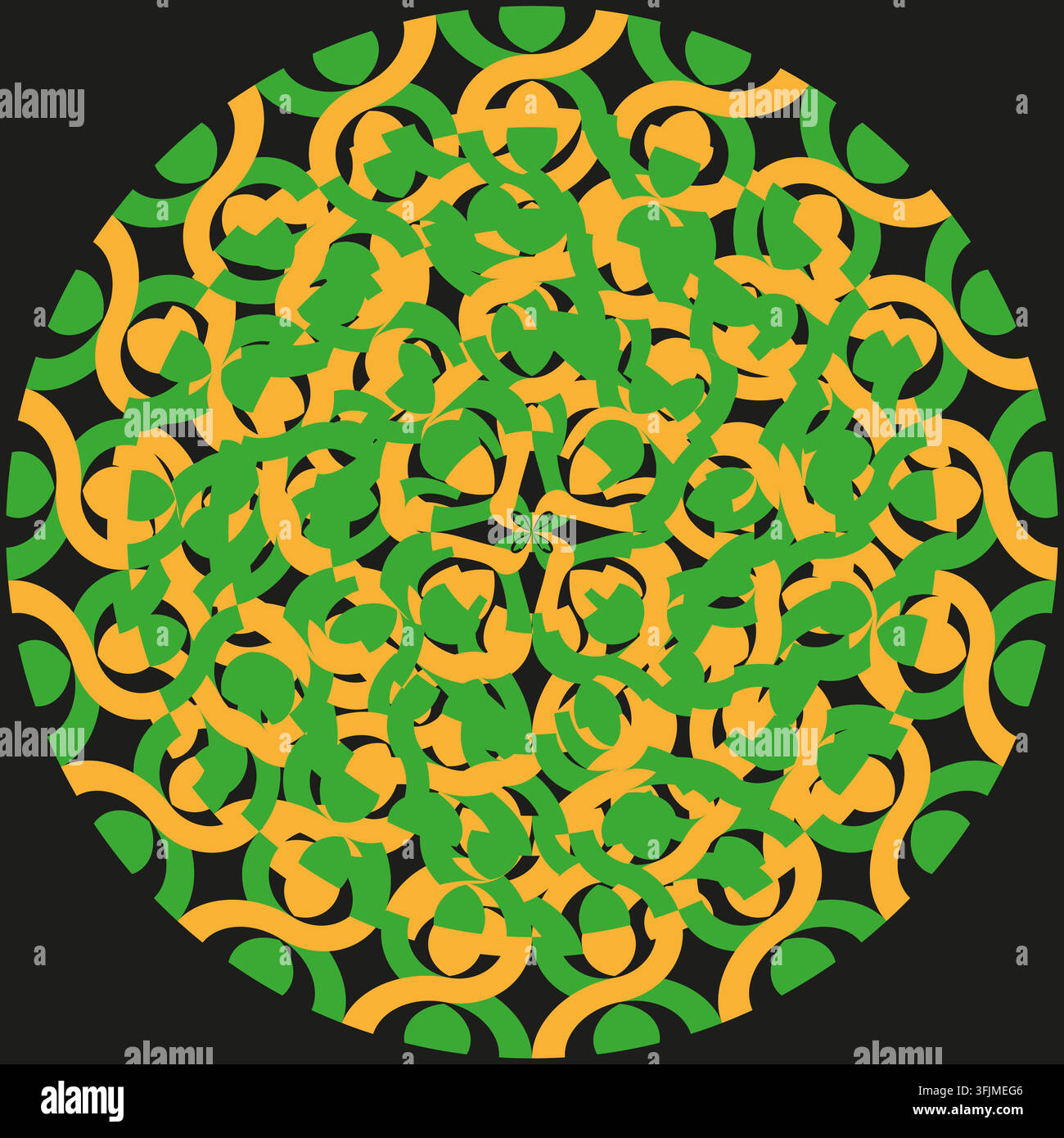 Interlocking curved macaroni pattern features colorful retro geometry. Complements abstract organic background. eps 10 Stock Vector
