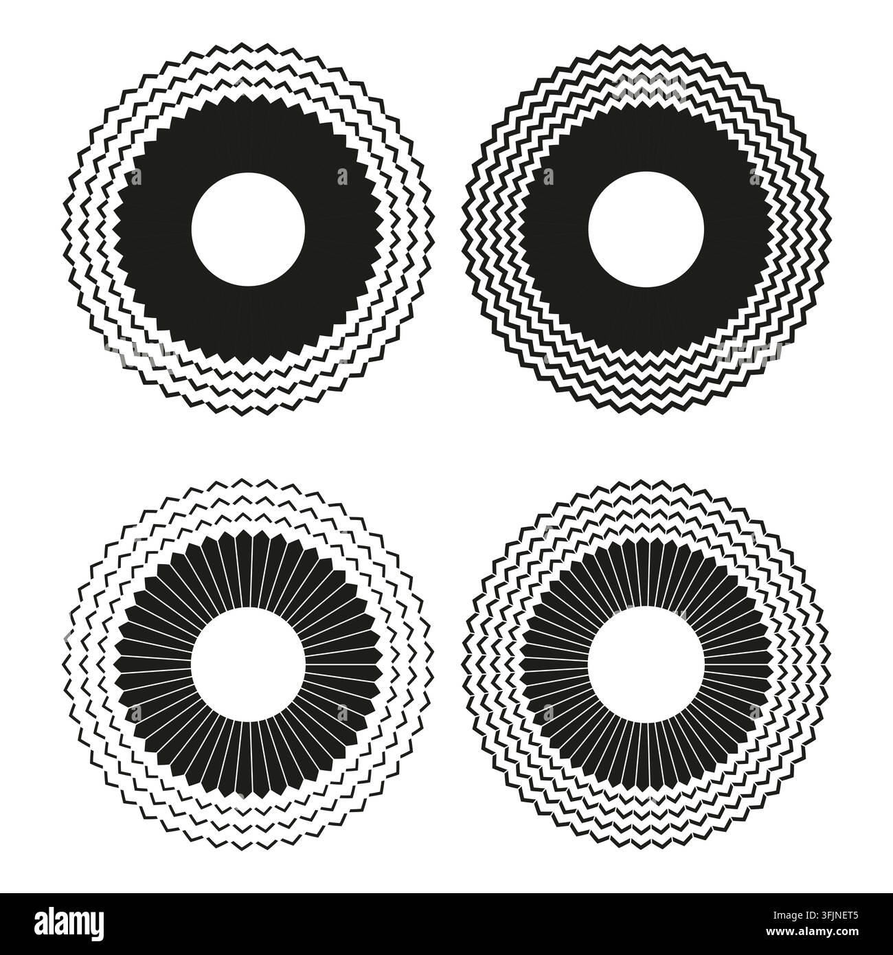 Speaker sound wave vector set features black concentric circle. It visualizes creative audio music. Stock Vector