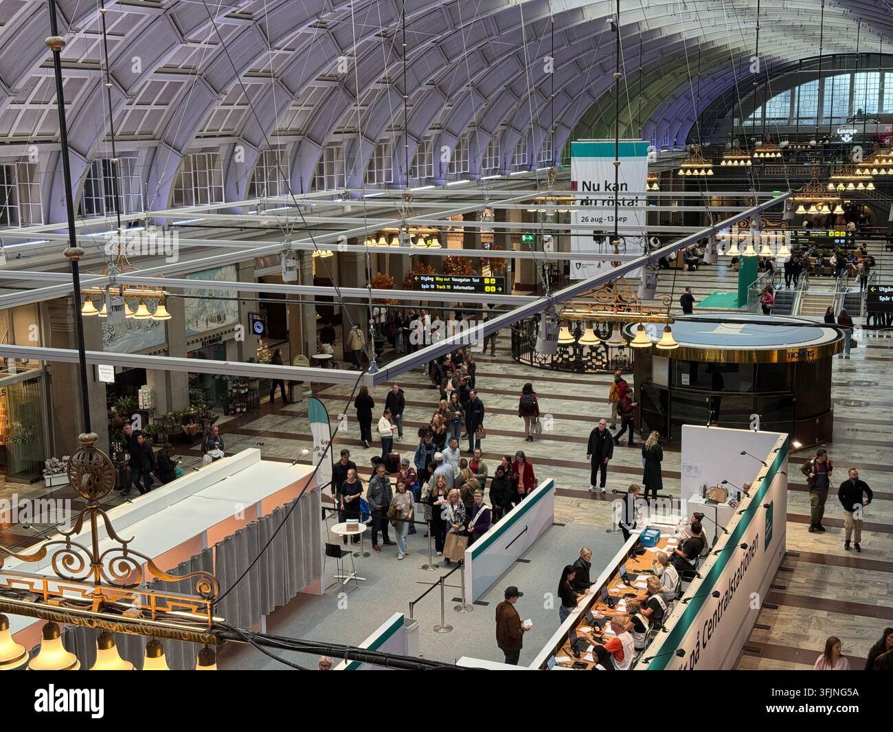 Stockholm, Sweden - September 12, 2026, busy early voting station with many visitors at Stockholm Central Station. - Smartphone Captured Stock Image
