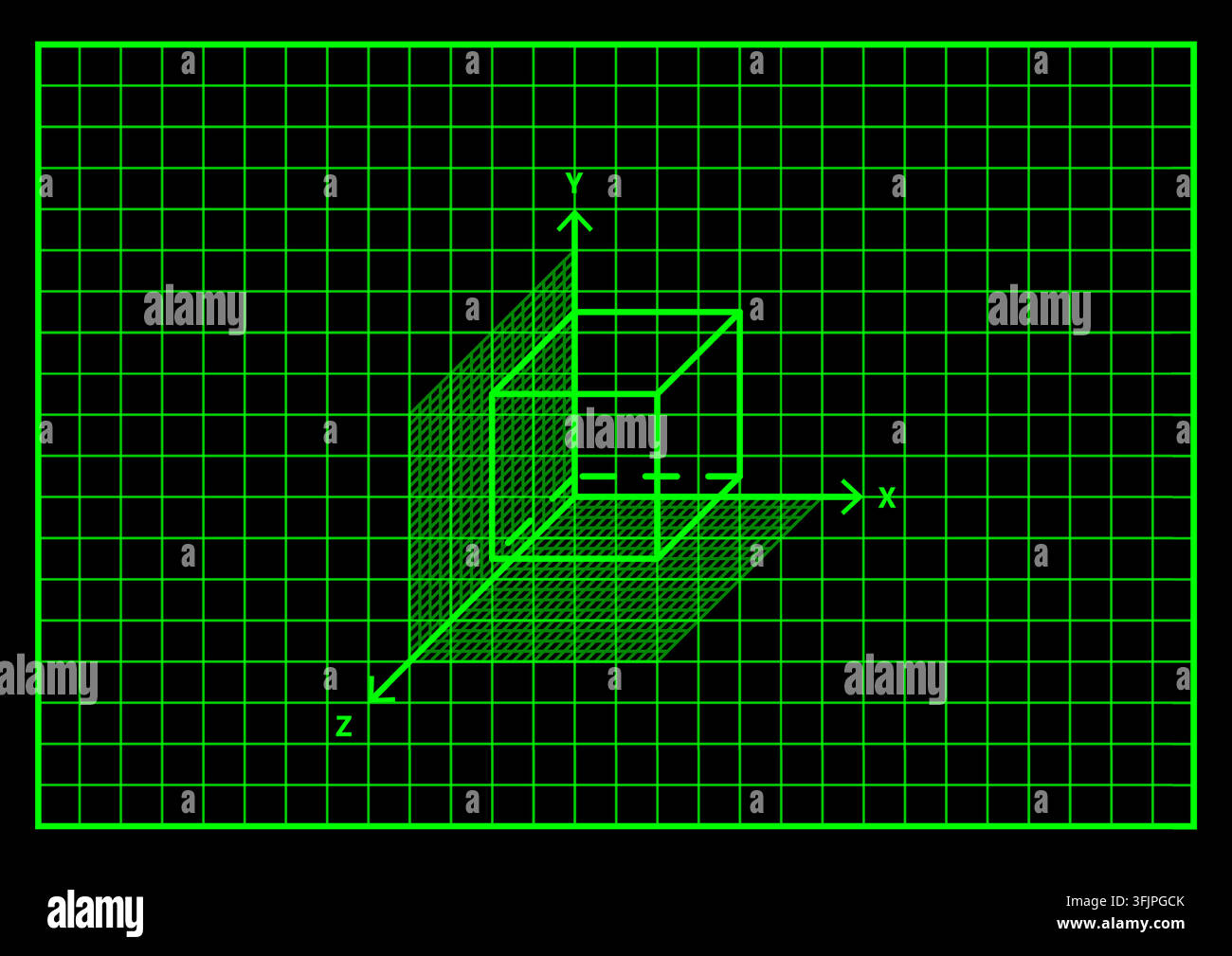 Retro digital green wireframe cube hi-res stock photography and images ...