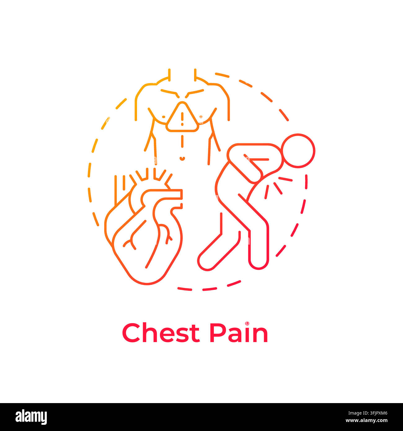 Chest pain gradient outline concept icon Stock Vector