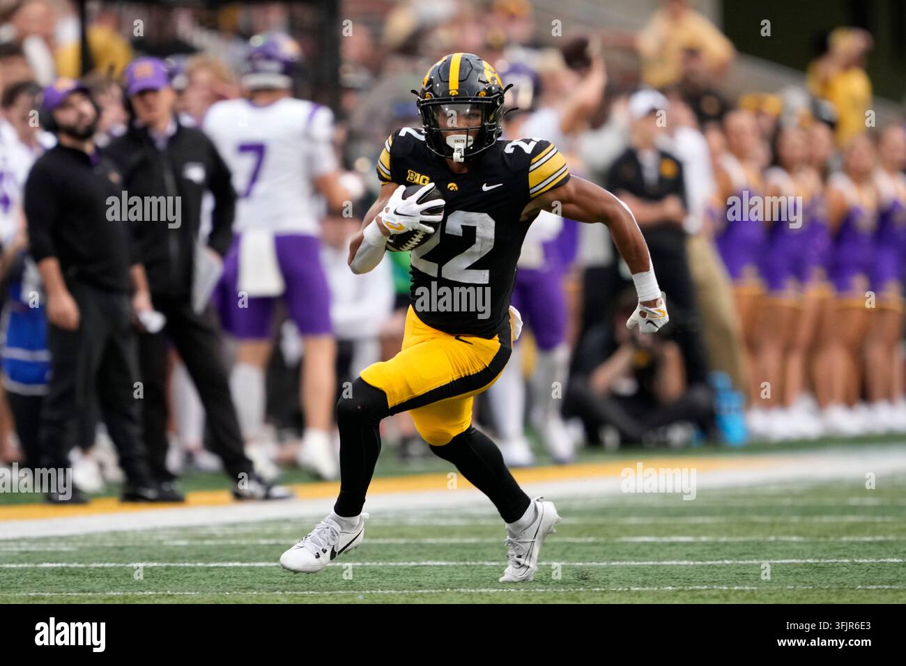 Iowa running back Braeden Jackson runs up field during the second half ...