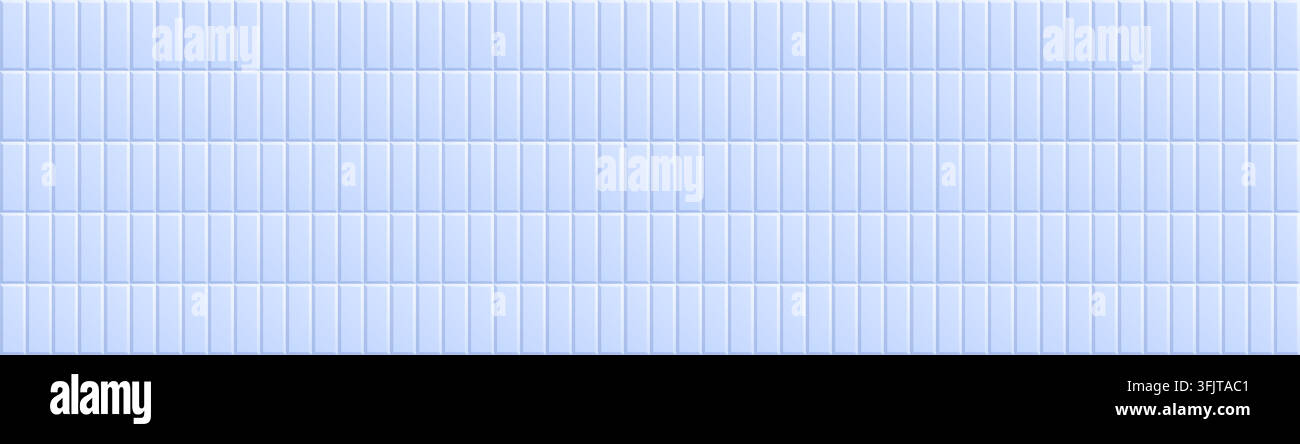 Blue ceramic tile background, seamless rectangular mosaic pattern for bathroom wall and floor. Stock Vector
