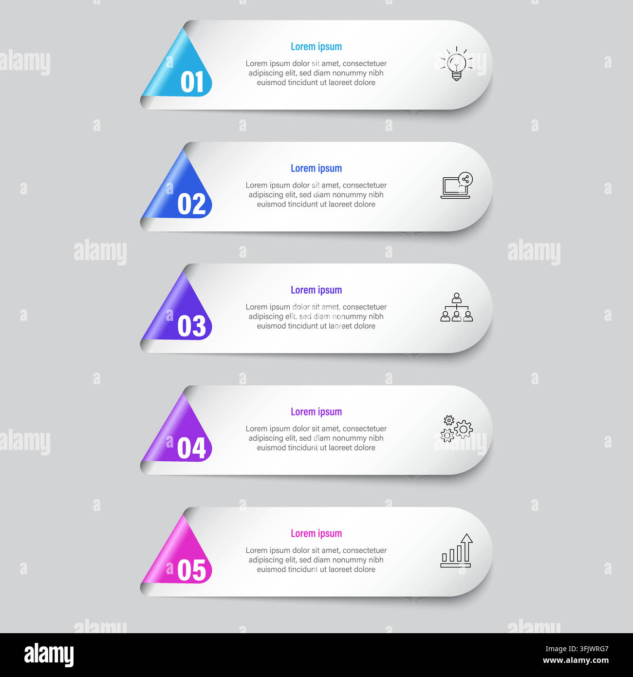 Modern Infographic Banners with 5 Steps and Icons Vector Stock Vector