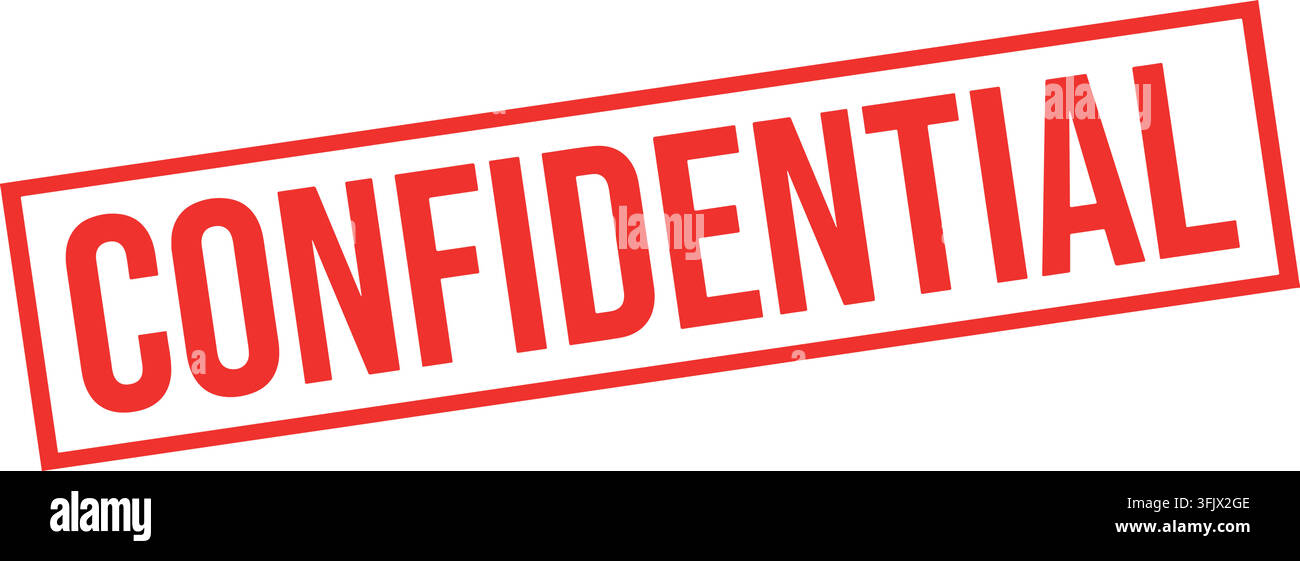 A red rectangular confidential stamp tilted on a white background Stock ...